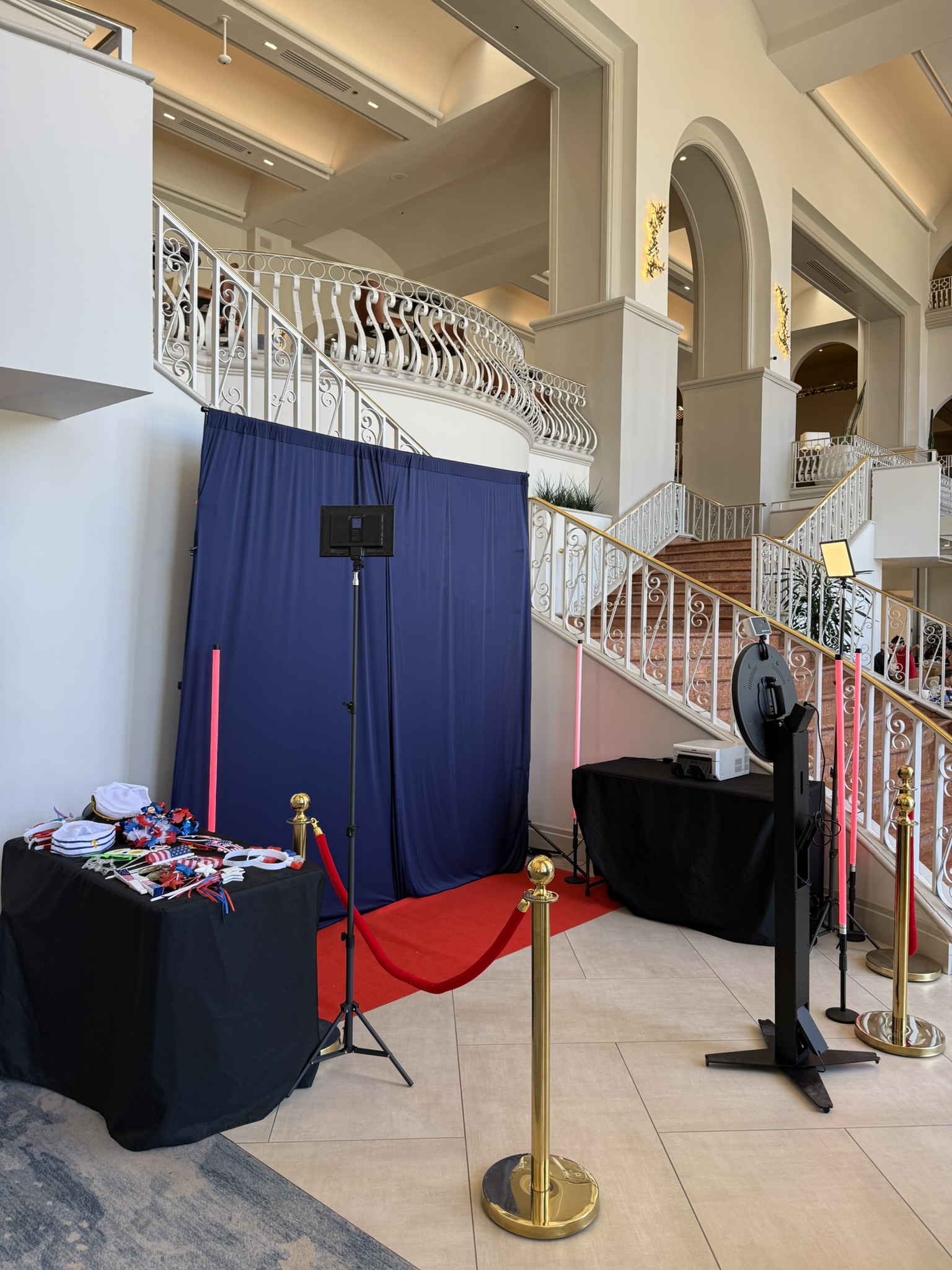 Corporate activation setup at grand hotel lobby